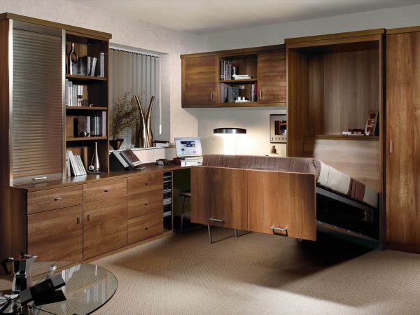 Bespoke study bedroom with half open bed